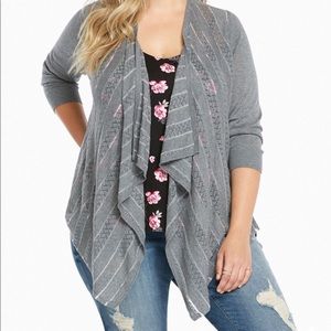 NWOT Torrid Pointelle Drape Front Cardigan 6 6x